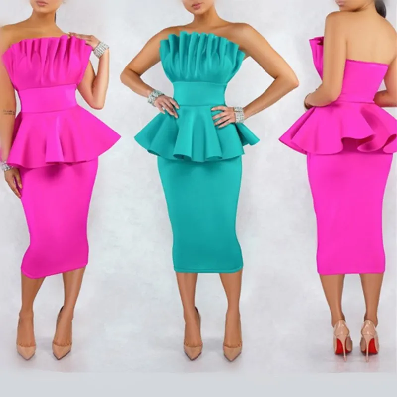 Платье с баской открытыми плечами имитация 2 шт. облегающее платье для женщин