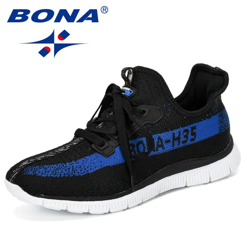 Black royal blue BONA/Новинка года; сезон лето; chaussure homme; уличная Мужская обувь для бега; сетчатые кроссовки; Мужская Спортивная обувь; прогулочная обувь; Мужская удобная обувь - Цвет: Black royal blue
