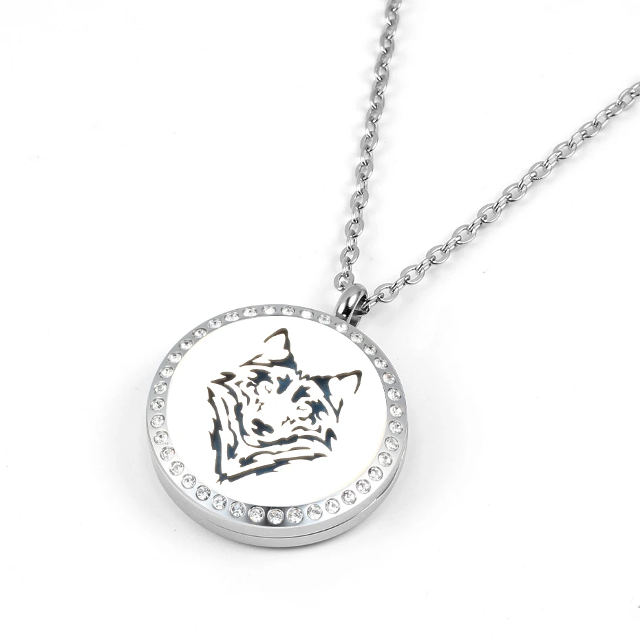 Ожерелье из нержавеющей стали с распылителем эфирного масла Wolf для мужчин