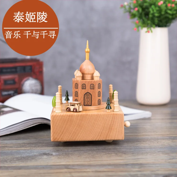 

Теплая красивая деревянная музыкальная шкатулка, деревянные поделки, креативные подарки на день рождения, индийская коробка Тадж-Махала, у...