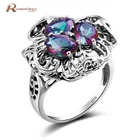 Кольцо женское из серебра 925 пробы с радужным топазом и фианитом