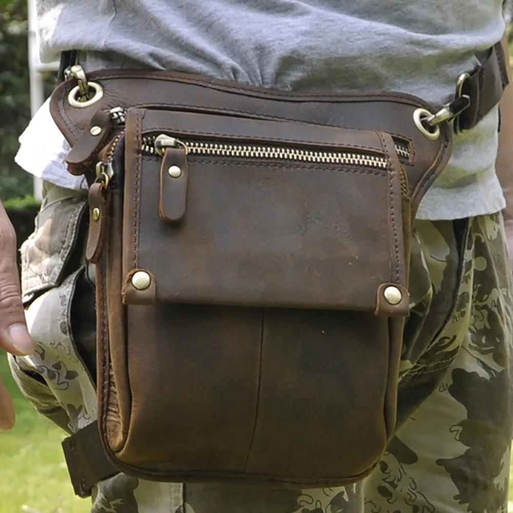 Мужская забавная сумка мессенджер для мотоциклистов поясной кошелек из воловьей