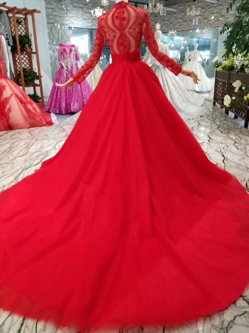 Женское вечернее платье с длинным рукавом H &amp S кружевное V-образным вырезом