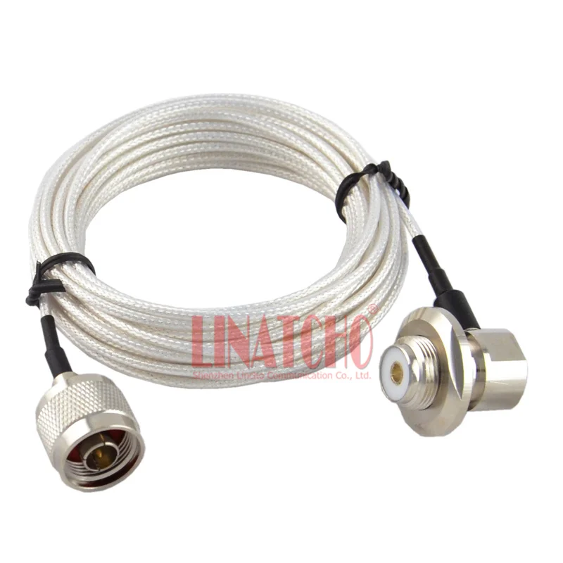 

5 meters White RG316 50ohm low loss N Male to UHF SO239 coaxial cable for mobile radio antenna connection