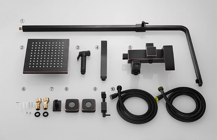 

New Arrival European-American Vintage wall mount Antique copper/Black shower set black shower bathtub faucet shower set Z005