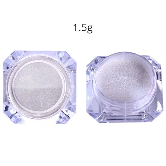 1.5g white 1 коробка, розовое золото, эффект серебряного зеркала, для ногтей, хромированный порошок, сверкающий хром, пигмент, порошок для ногтей, сделай сам, украшения для ногтей - Цвет: 1.5g white