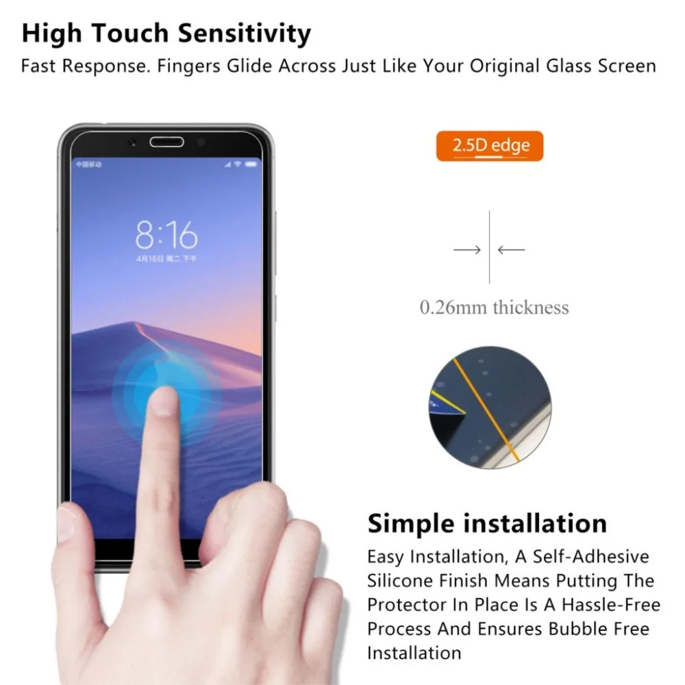 Закаленное стекло для Xiaomi Redmi 6A Защита экрана Xiao Mi Передняя прозрачная стеклянная
