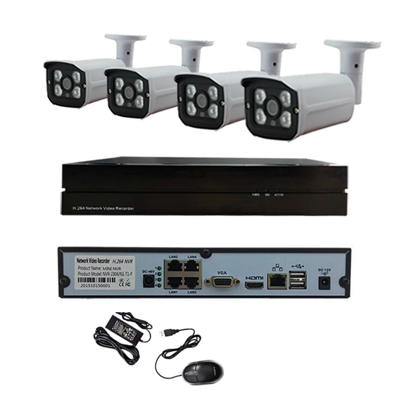 POE 1080P сетевая IP камера 2МП 4IR свет металлический ночной на улице водонепроницаемый 4CH POE NVR P2P ONVIF Комплект безопасности.