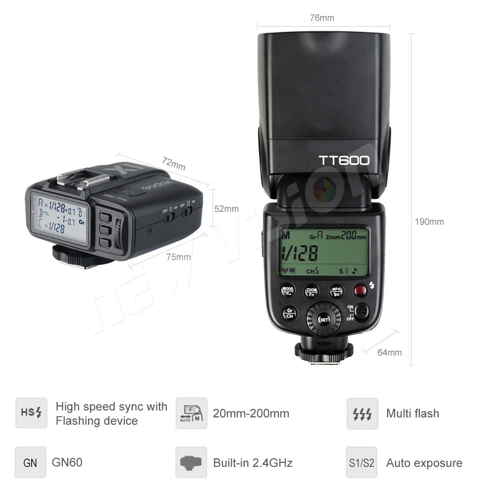 2x Godox TT600 Беспроводная вспышка камеры 2,4g с передатчиком x1t-n для Nikon D3200 D3300 D5300 D7200 D750 D90 подарок комплект