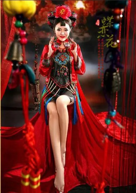 

Die Lian Hua бабочка любовь цветок 2015 Новый Национальный трендовый костюм в китайском стиле фото дом индивидуальные специальные костюмы