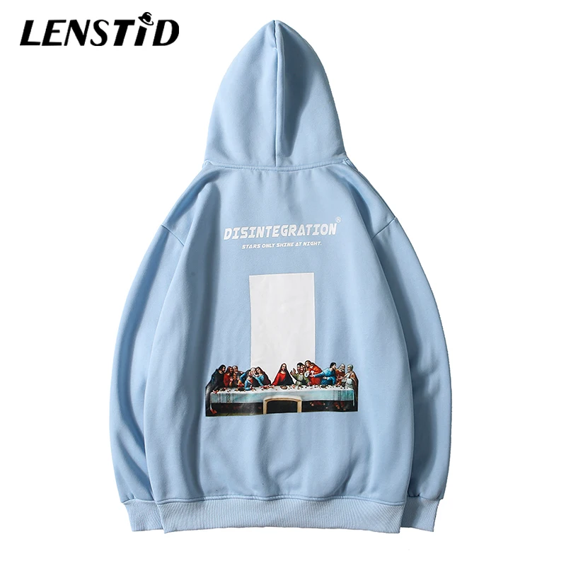LENSTID/зимние Утепленные флисовые толстовки с принтом Последний Ужин уличная