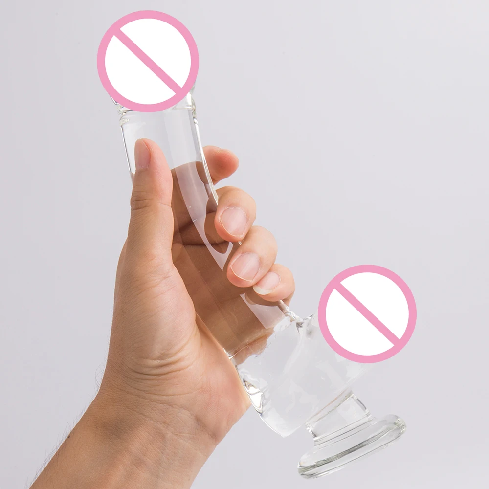 Изогнутый 9 дюймовый большой прозрачный стеклянный фаллоимитатор прозрачное