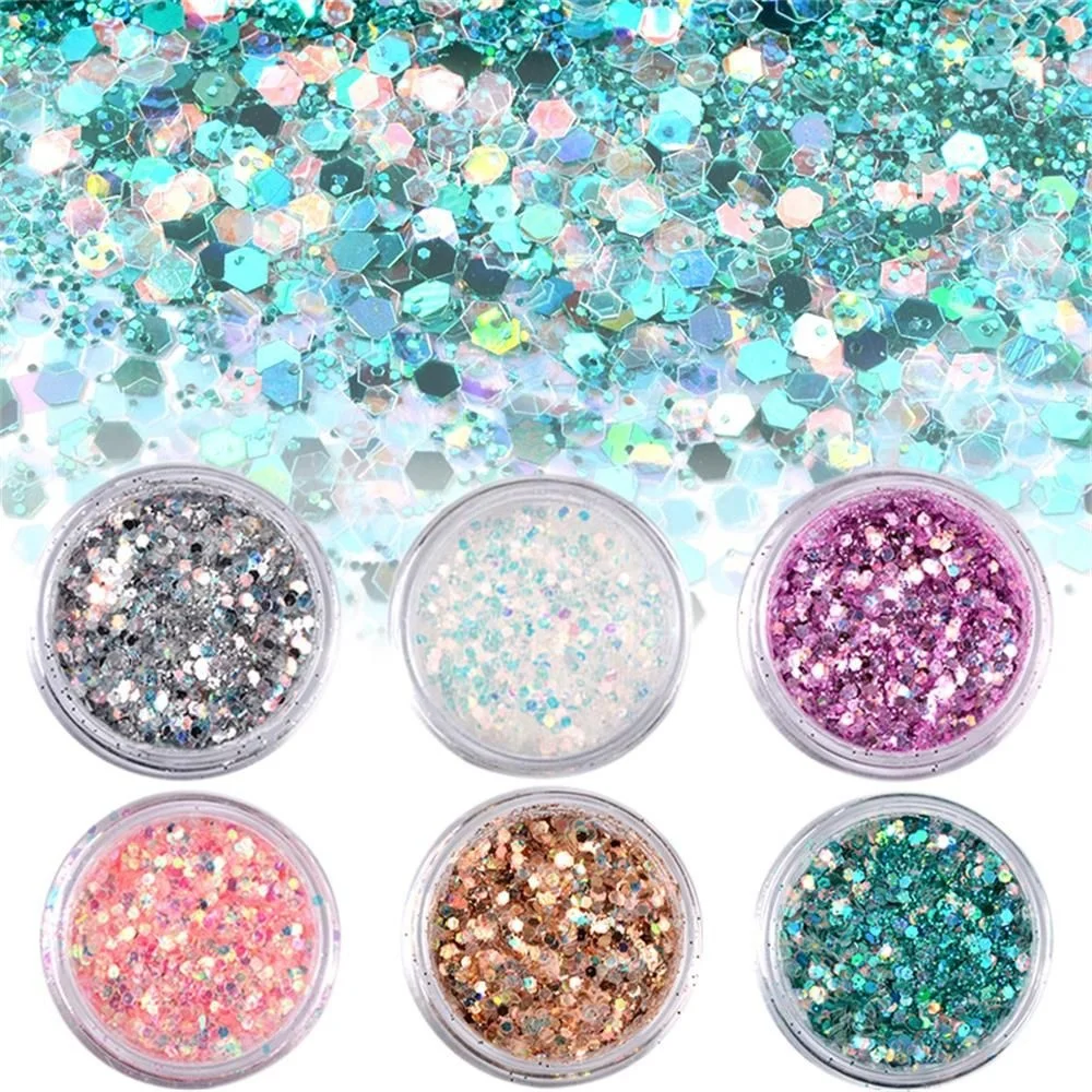 

40 bottles bulk mix color Coloful DIY Art Women Manicure Decor Dust Pigments Paillette Flakes Laser Sequins Glitter Powder beads