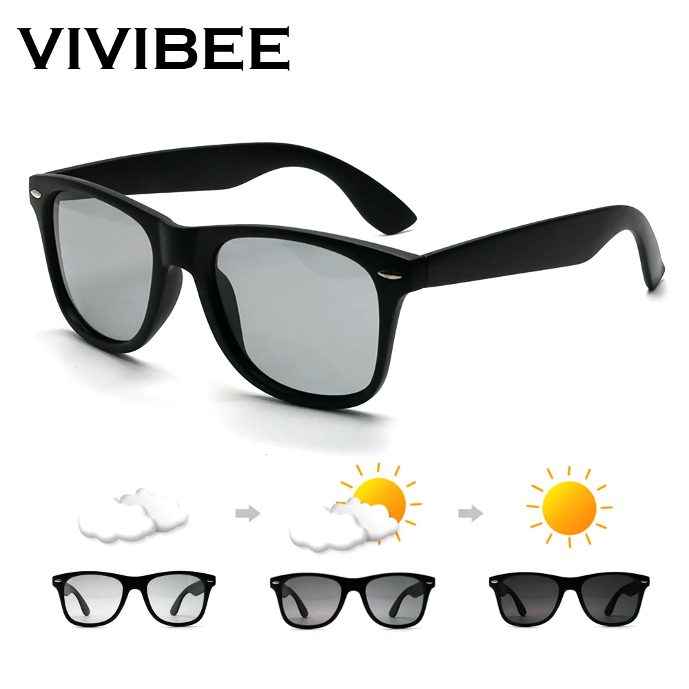 

VIVIBEE Classic Deisign Square Polarized Men Driving Sunglasses Photochromic Polar Sun Glasses 2022 Trending High Quality Shades