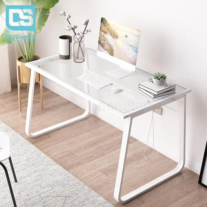 Современный компьютерный Рабочий стол из закаленного стекла простой учебный для