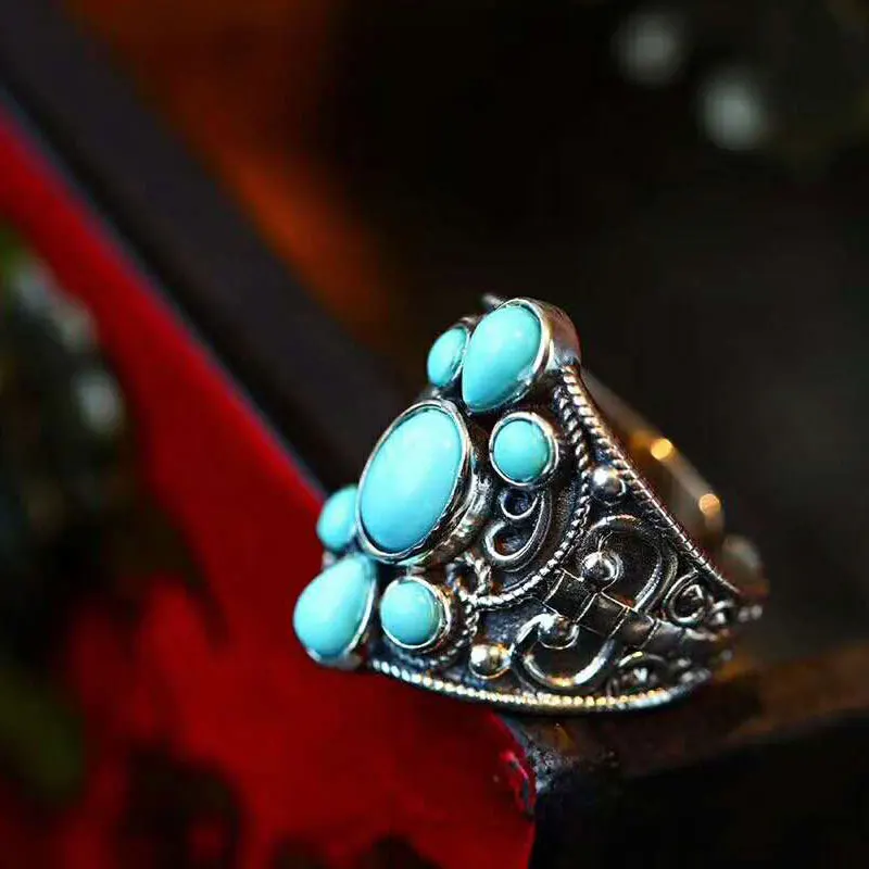 Кольца RADHORSE из серебра 925 для женщин, изысканное украшение, турквуаз, стиль Непала, ручная работа, стерлинговое серебро, регулируемые.