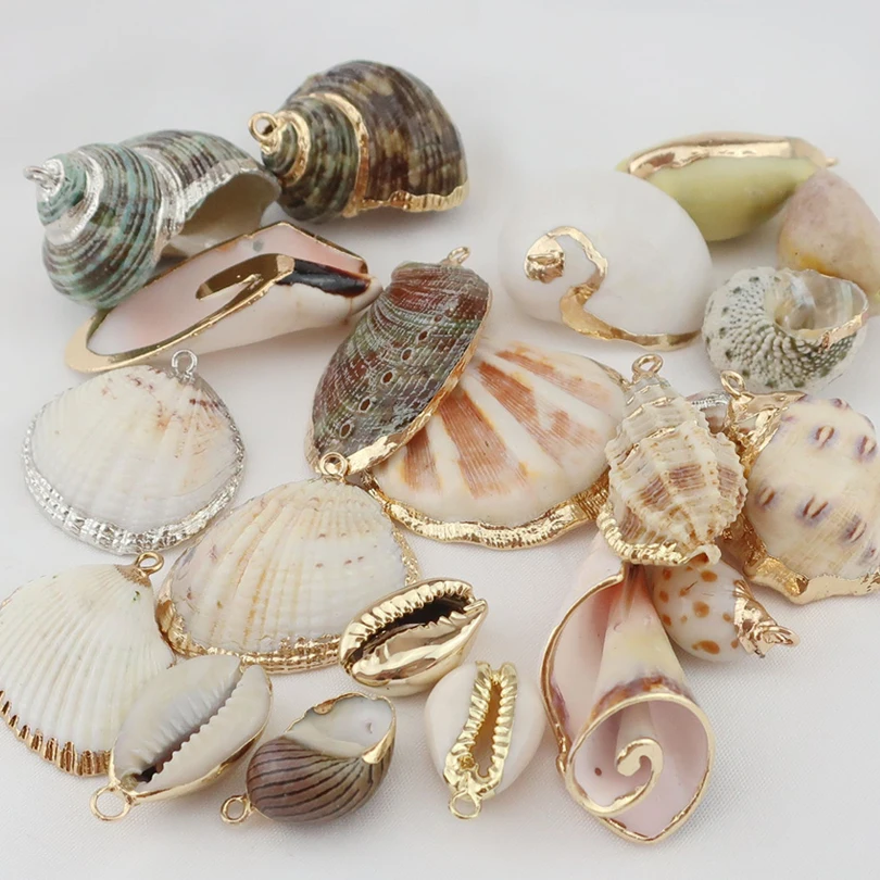

2x натуральные спиральные ракушки, серебряные, золотые Тоны, морские Подвески для «сделай сам», Подвесные серьги ручной работы, ракушки, укра...