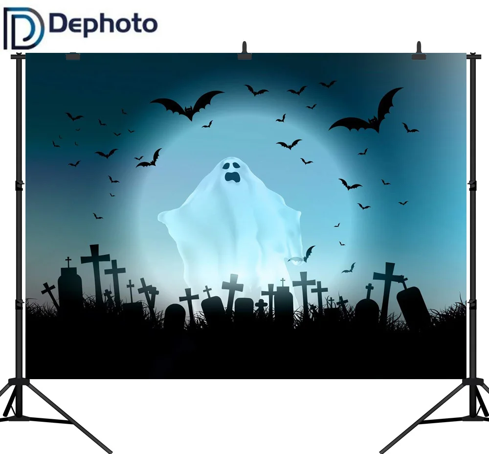 Dephoto бесшовные виниловые фоны для фотосъемки кладбище туманный Призрак Хэллоуин