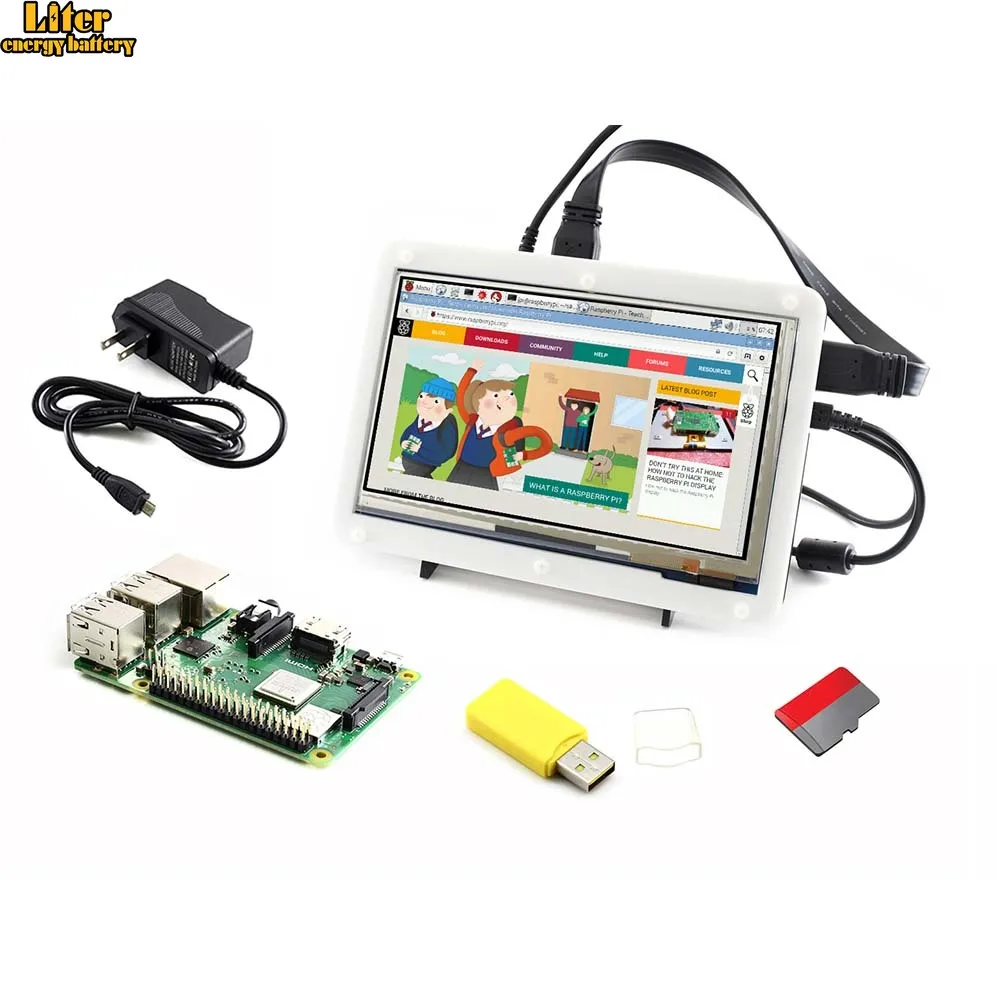 Raspberry Pi 3 Model B + комплект разработки 7 дюймовый HDMI LCD (C) двухцветный корпус карта Micro
