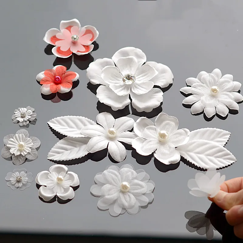 200 шт белый DIY ручной работы 3D цветок свадебное платье ингредиенты пирографический Eugen пряжа головные уборы материалы RS2365
