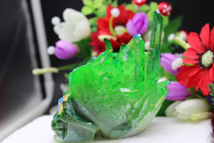 (513 г) натуральный кварц кристалл трава зеленый ангел фотокольцо лечение кластера