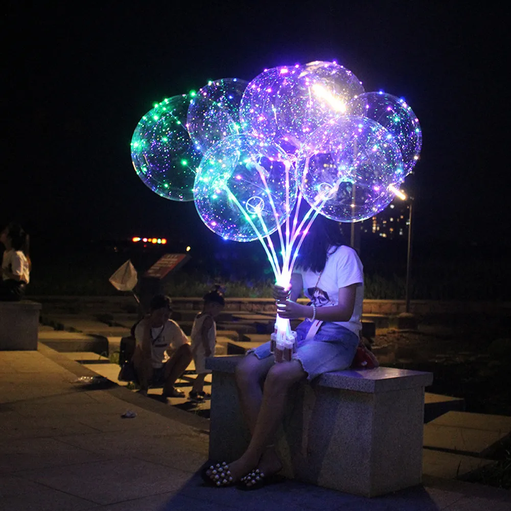 Dropshipping 8pcs Reusable Luminous Led Balloon Transparent Round Bubble Decoration Party Wed | Дом и сад