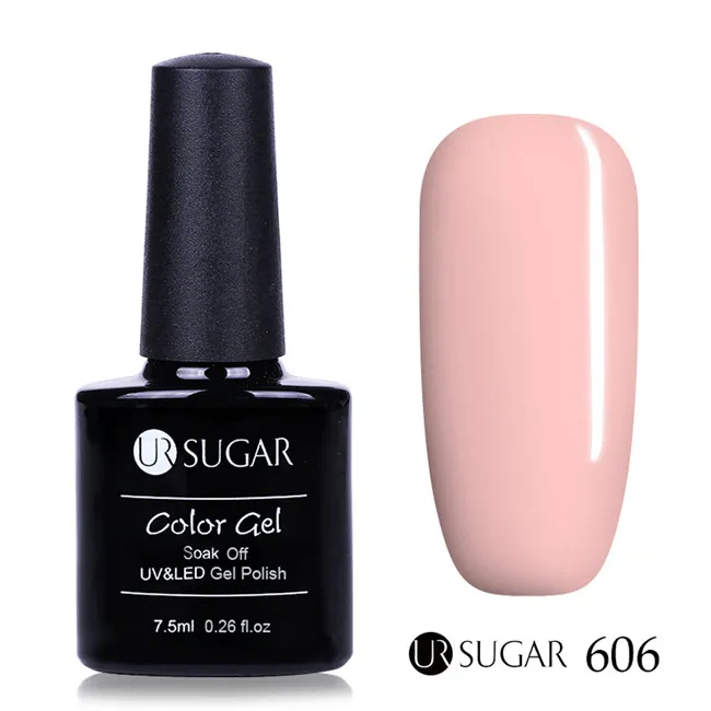 606 Гель-лак для ногтей серого цвета ur Sugar, 7,5 мл, розовый, серый, фиолетовый, замачиваемый УФ-Гель-лак, Полупостоянный Гель-лак для ногтей, сделай сам - Цвет: 606