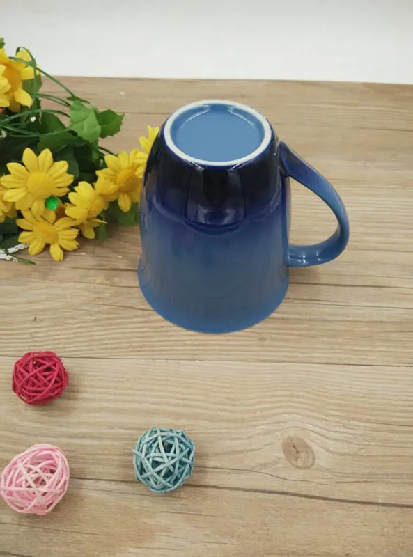 Gradient couple of foreign trade ceramic cup personalized mug tea blue pink 520ml | Дом и сад