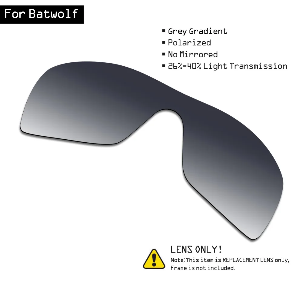 

SmartVLT Polarized Sunglasses Replacement Lenses for Oakley Batwolf - Grey Gradient Tint