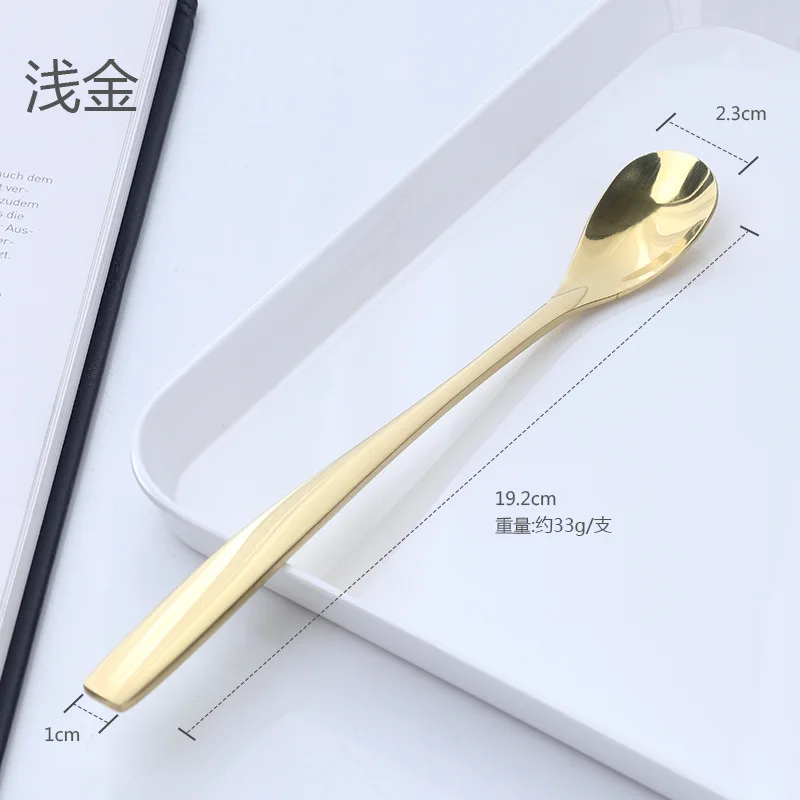 Light Gold 6 шт. нержавеющая сталь Кофе Чай ложка с длинной ручкой Творческий ложка для питья Кухня Гаджет Столовые приборы посуда ложки для льда - Цвет: Light Gold