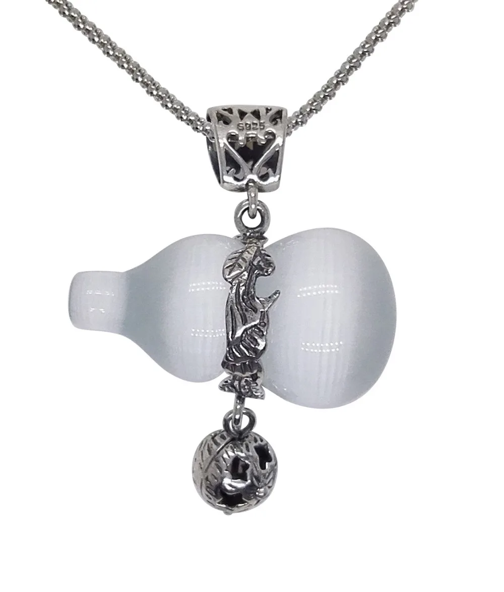 Подвеска Lucky Silver из 100% настоящего серебра 925 пробы с белым опалом|pendant with stone|pendant