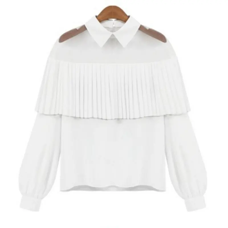 Элегантная белая шифоновая блузка женские блузки с длинным рукавом Женские