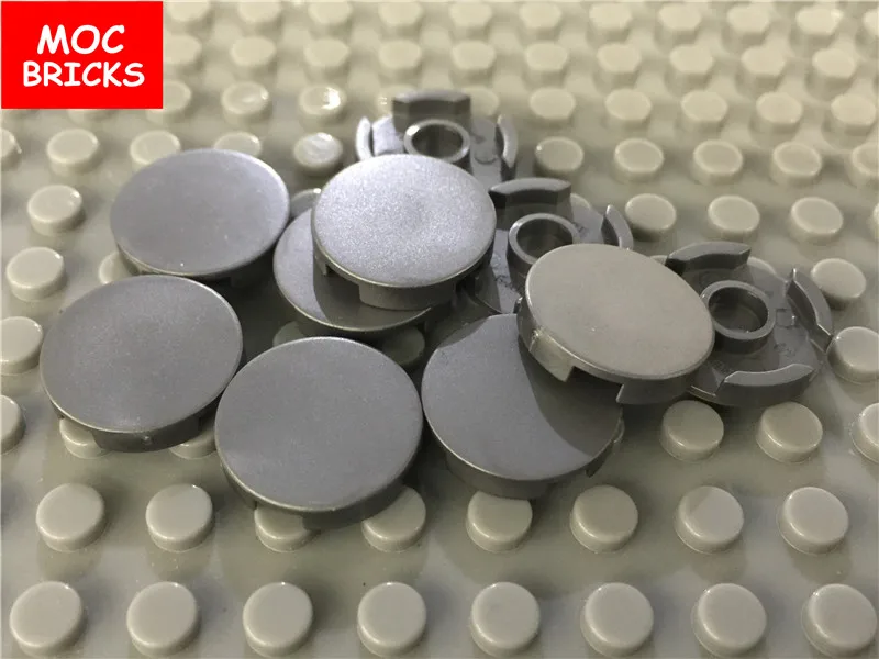 10 шт./лот MOC кирпичи белая светло серая и темно синеватая плитка круглая 2x2