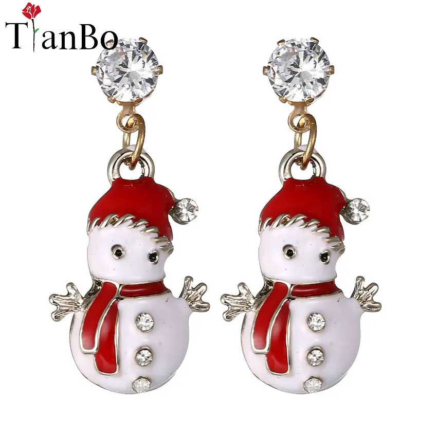 TianBo новые модные женские серьги гвоздики с санта клаусом снеговиком тыквой милые