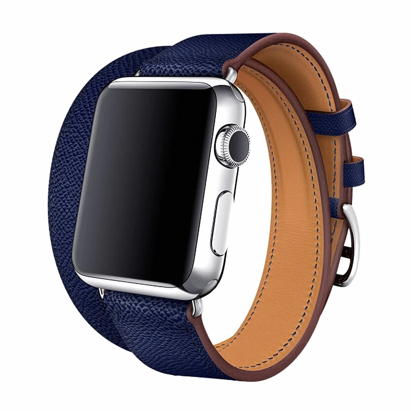Ремешок для часов с двумя петлями для Apple Watch 1, 2, 3, 4, ремешок 38 мм, 40 мм, 42 мм, 44 мм, ремешок из натуральной кожи в стиле панк для Apple Iwatch