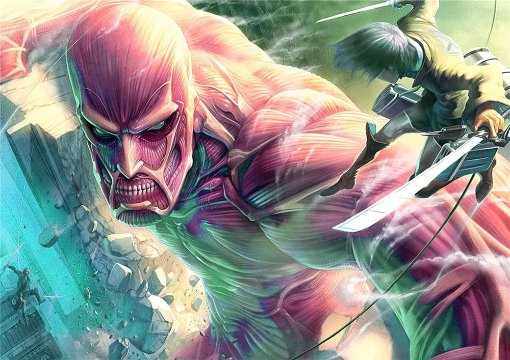 Атака на постер Titan японского аниме белая бумага с покрытием чистая гостиная