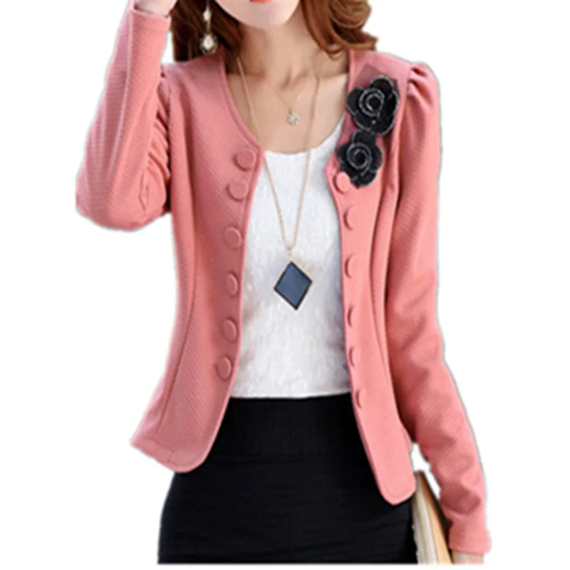 Женская короткая куртка LD006 приталенная с круглым вырезом и высокой талией в