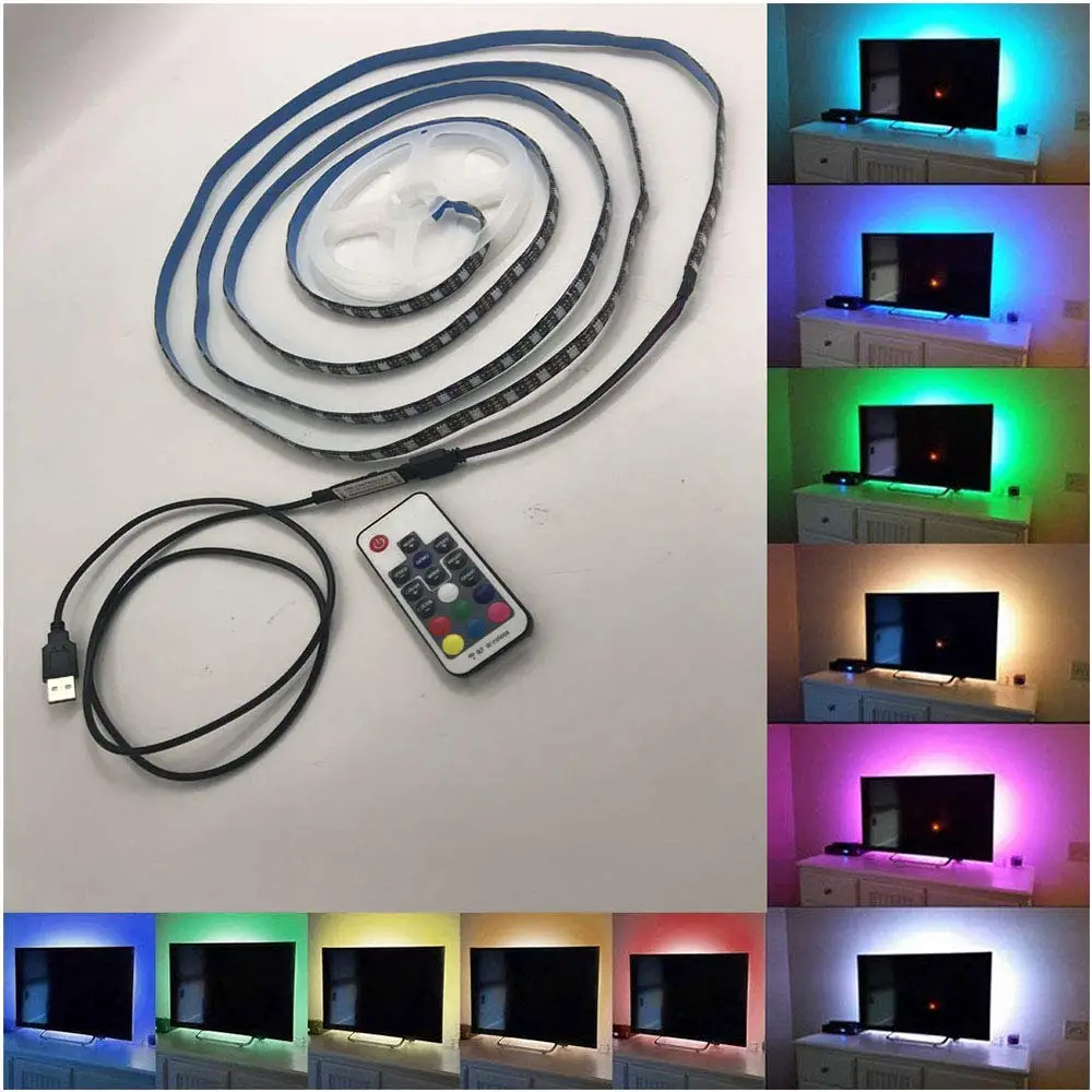 RGB 17Key 5 В 5 м USB кабель питания светодиодный светильник SMD 2835 Рождественская настольная декоративная лампа лента для телевизора фоновый светильник ing Настольный ПК SMD2835 - Испускаемый цвет: RGB 17Key