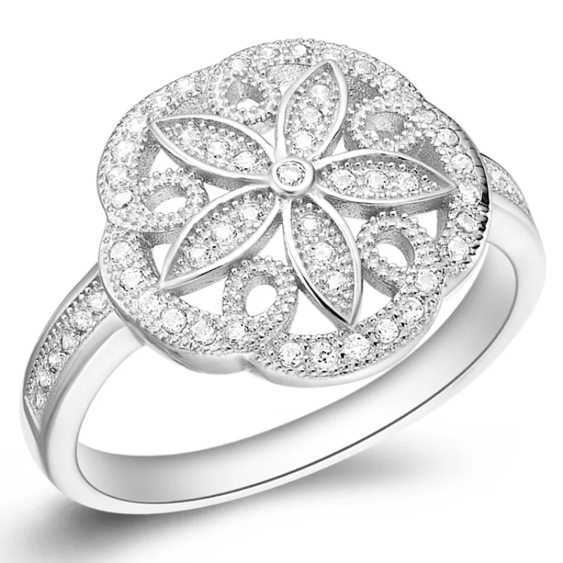 Ажурные цветы серебряный кубический цирконий серебро 925 пробы свадебные