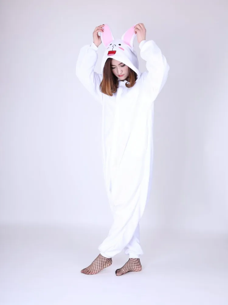 Аниме животные белый кролик взрослый комбинезон Женщины Мужчины Косплей костюмы