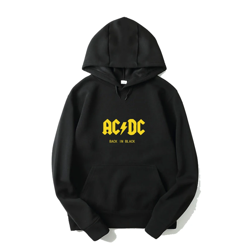 Black3 AC DC Толстовка Мужская Хип-Хоп рок-группа ACDC черные толстовки Мужские Женские повседневные уличные куртки с капюшоном весенние зимние топы - Цвет: Black3
