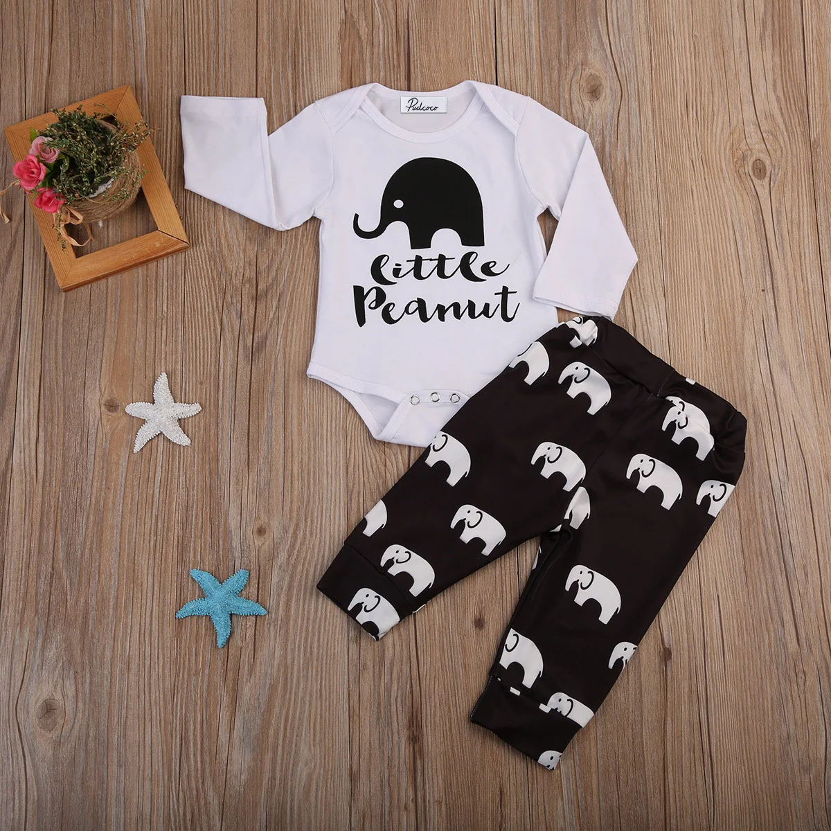 Newborn Infant Baby Boys Girls Little Peanut Romper Long Pants Outfits Clothes Toddler Girl Boy Clothing Set 2PCS Cotton Brief | Детская