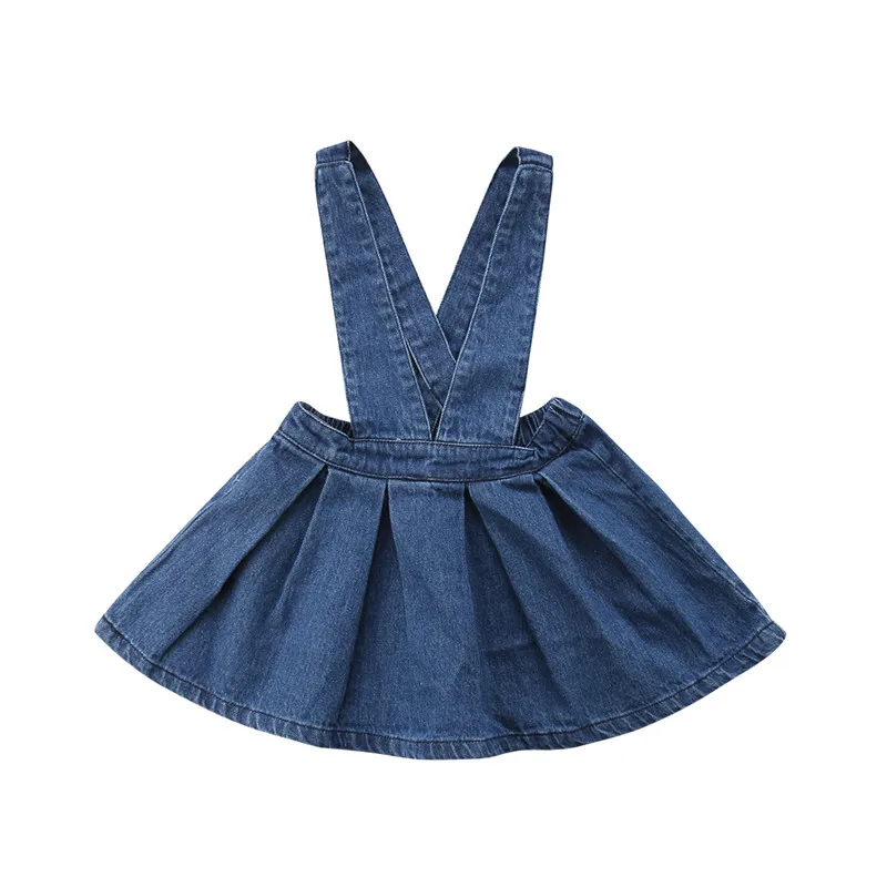 

pudcoco Baby Girl Summer Denim Suspender Skirt Fashion Casual Clothes Children Girls Bow Ruffles Straps Pageant Skirts Kids 0-5Y
