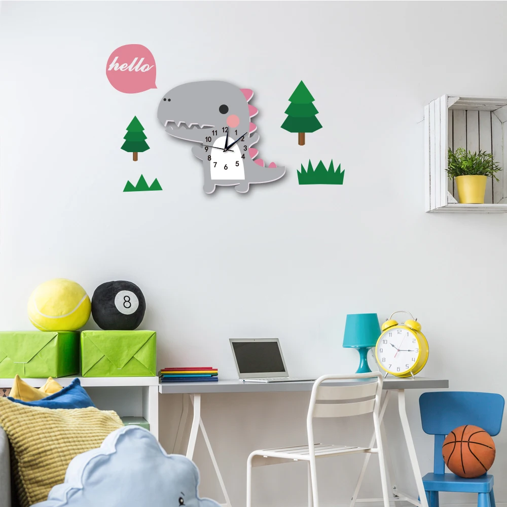 Животных Динозавр 3D наклейка для настенных часов Современный дизайн арт Дека