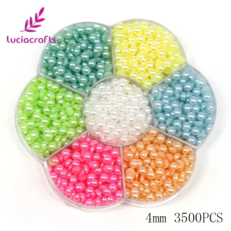 Lucia crafts 4/5/6 мм: полукруглый искусственный жемчуг бусины ABS Flatback украшений Сделай Сам принадлежности для скрапбукинга F1117