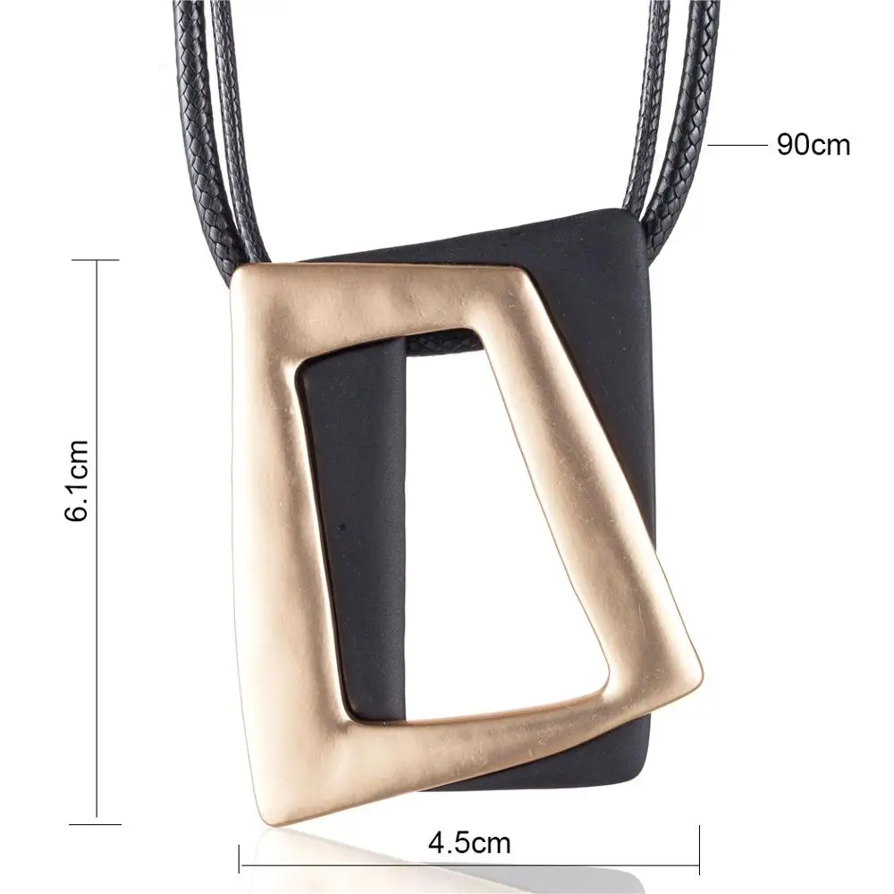 Модное Длинное Ожерелье для женщин крупные ювелирные изделия Золотые и черные