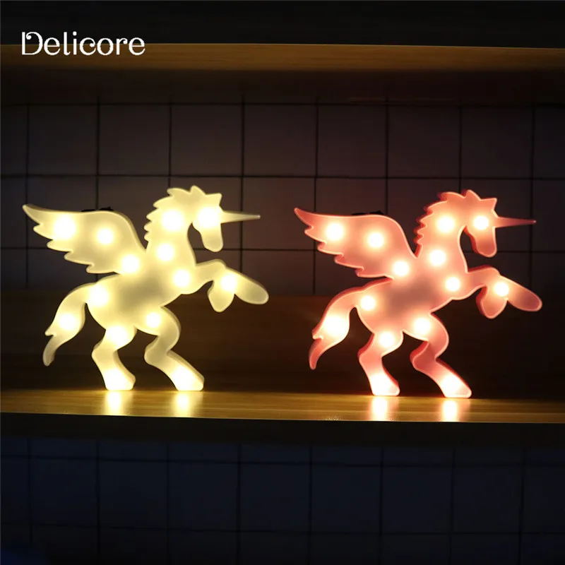 DELICORE 3D животного Led ночные огни Единорог формы шатер лампа с Usb на стене для