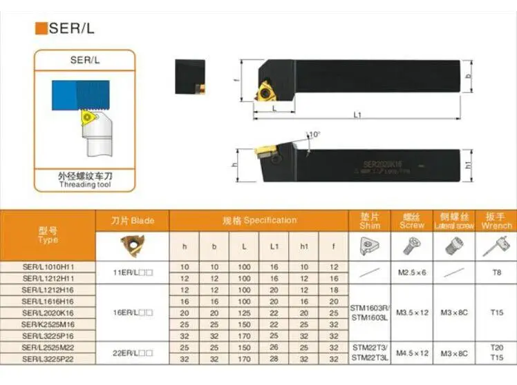 Держатель ЧПУ SER1212H11/SEL1212H11/SER1212H16/SEL1212H16/SEL1616K16/SEL2020K16/SEL2020K22/SEL2525M16/SEL2525M22/SEL3232P16 |