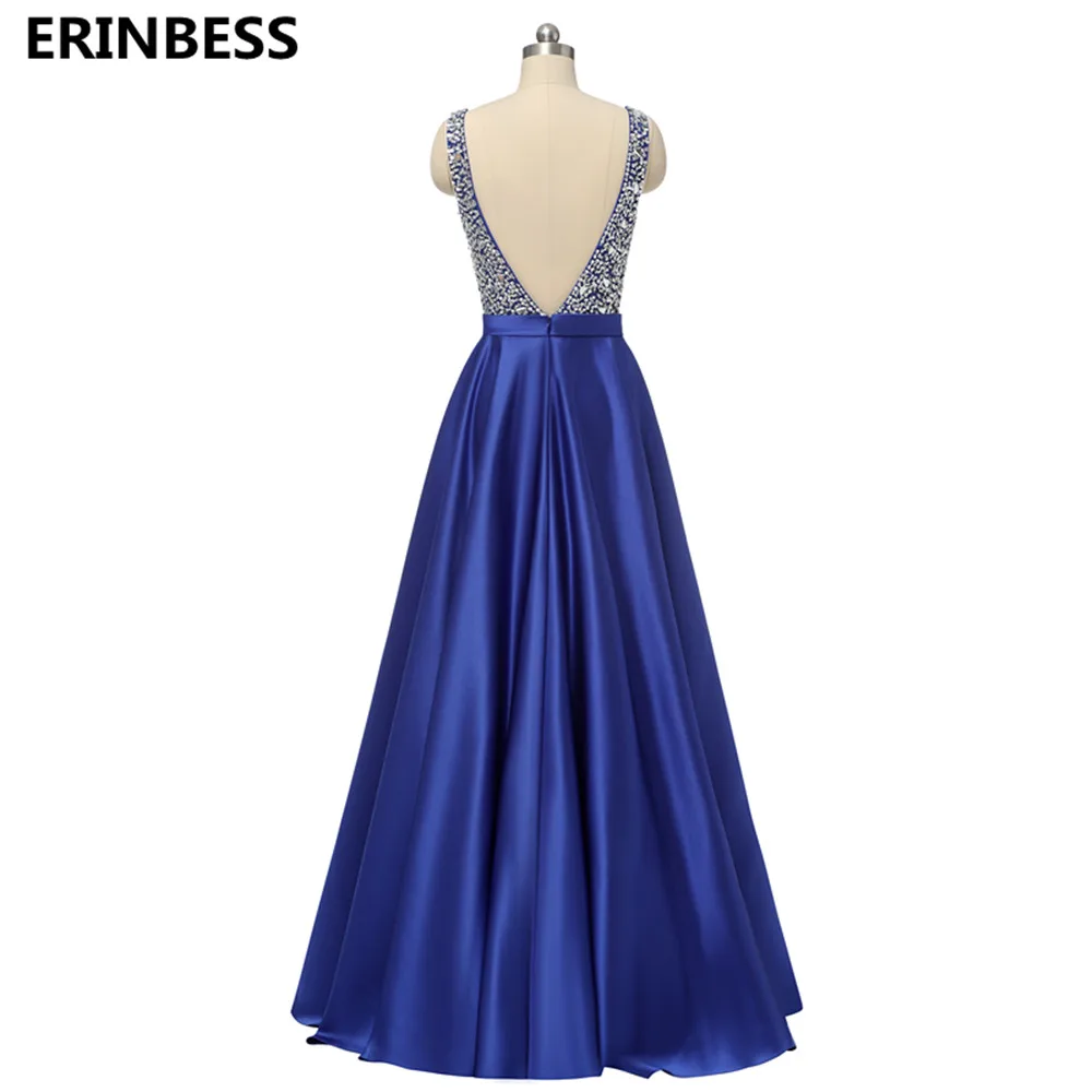 Vestido de festa Longo, вечерние платья, длинное платье, темно-синее атласное с бусинами и v-образным вырезом, вечернее платье, вечерние платья