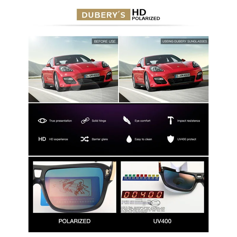 DUBERY Polarized Cycling Sport Men's Male Sunglasses Driving Fishing Goggles Bicycle MTB Road Bike Glasses Eyewear Gafas De Sol | Спорт и